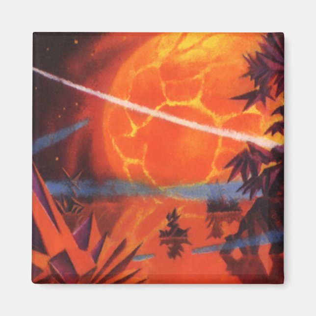 Imã Ficha científica Vintage, Planeta Fi Fiery Fire (Frente)