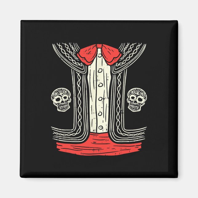 Imã Ficheiro de roupa mexicano do Halloween Mariachi M (Frente)