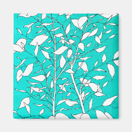 Imã Ficus Tree Plant Line Drawing Blue Background