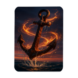Ímã Fiery Rustic Anchor – Nautical Fantasy Wall Art