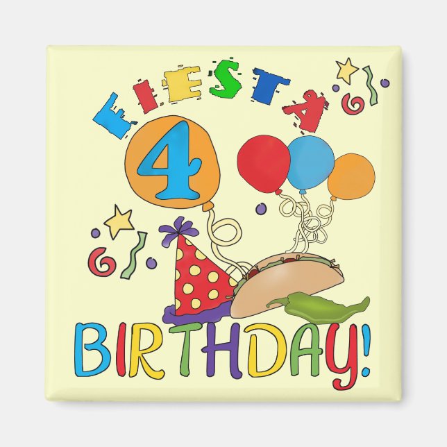 Imã Fiesta 4º aniversário T-shirts e presentes (Frente)