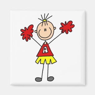 Imã Figura cheerleader da vara - vermelho e ouro
