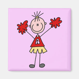Imã Figura cheerleader da vara - vermelho e ouro