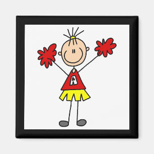 Imã Figura cheerleader da vara - vermelho e ouro