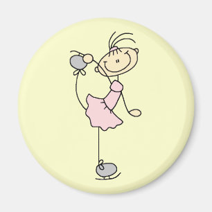 Imã Figura cor-de-rosa patinador da vara da menina de