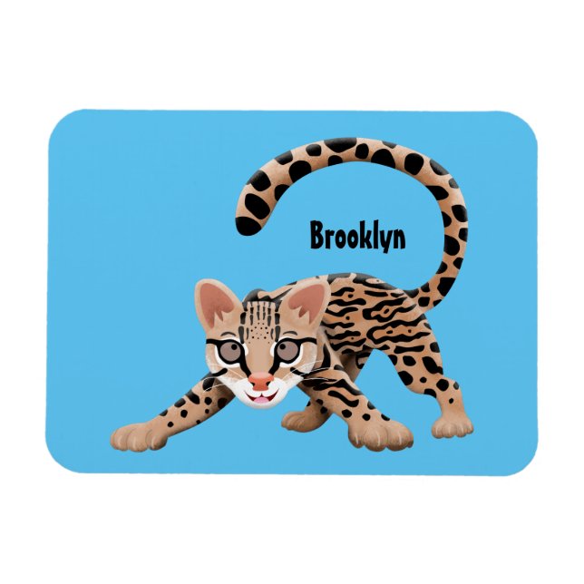 Ímã Figura de desenho animado de ocelot bonito (Horizontal)