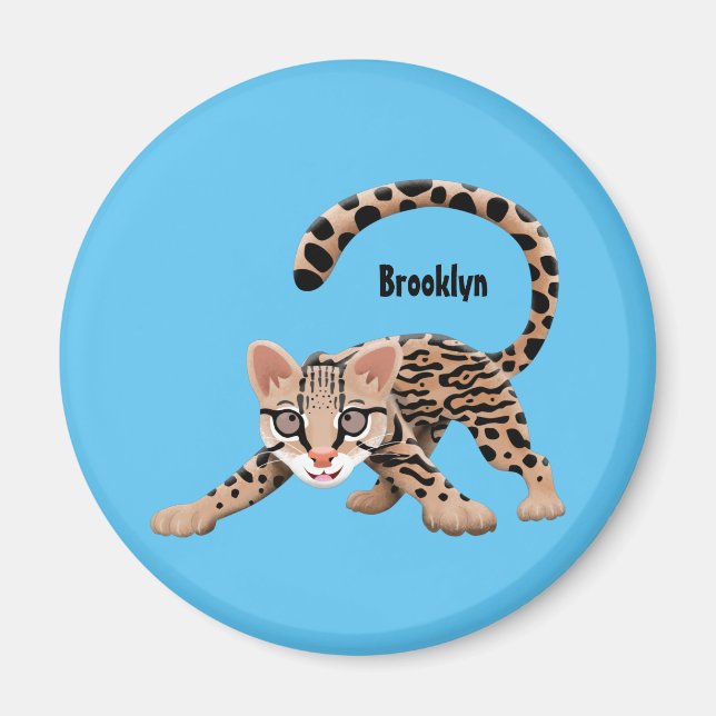 Imã Figura de desenho animado de ocelot bonito (Frente)