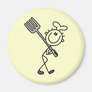 Imã Figura de palito de chef com garfo