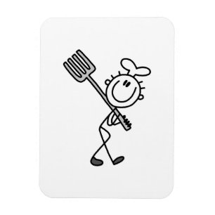 Ímã Figura de palito de chef com garfo