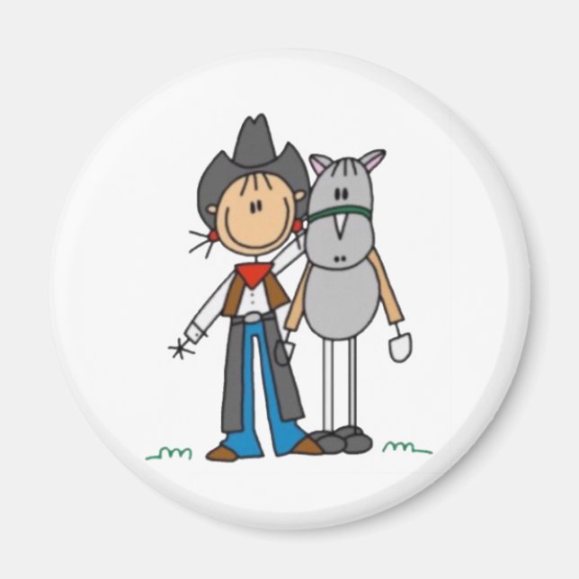 Imã Figura do palito da vaqueira e do cavalo (Frente)