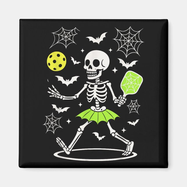 Imã Figurino de Halloween de Pickleball, Skelet de Est (Frente)