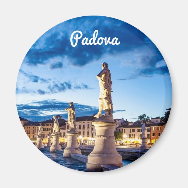 Imã Fila de estátuas iluminadas em Padova (Frente)