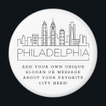 Imã Filadélfia | Mensagem de Cidade Personalizada ou S<br><div class="desc">Um favor ímã único representando a bela cidade de Filadélfia,  Pensilvânia. Este chaveiro apresenta uma ilustração estilizada do horizonte único da cidade com seu nome embaixo. Por baixo do nome da cidade está um lugar para o seu slogan ou afirmação exclusivo sobre a sua cidade favorita.</div>