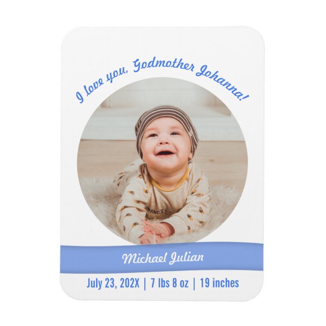 Ímã Filho Moderno Foto Nascimento Anúncio Madrinha (Vertical)