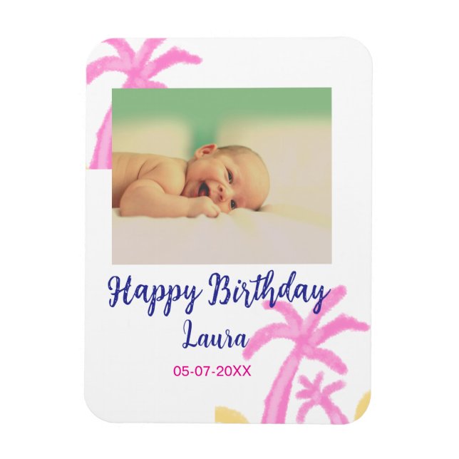 Ímã Filhos bebês primeiro aniversario adicionar nome d (Vertical)