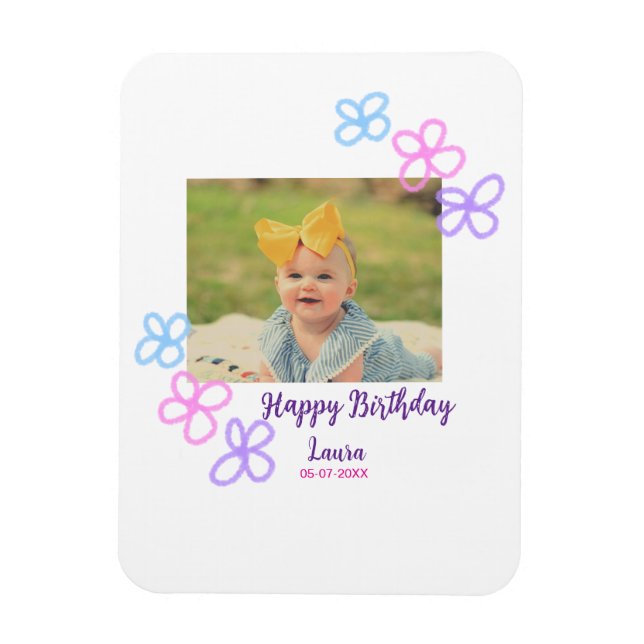 Ímã Filhos bebês primeiro aniversario adicionar nome d (Vertical)