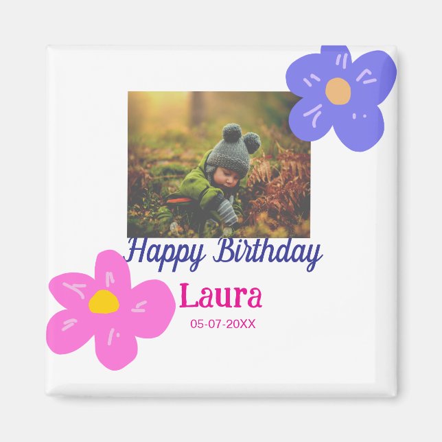 Imã Filhos bebês primeiro aniversario adicionar nome d (Frente)