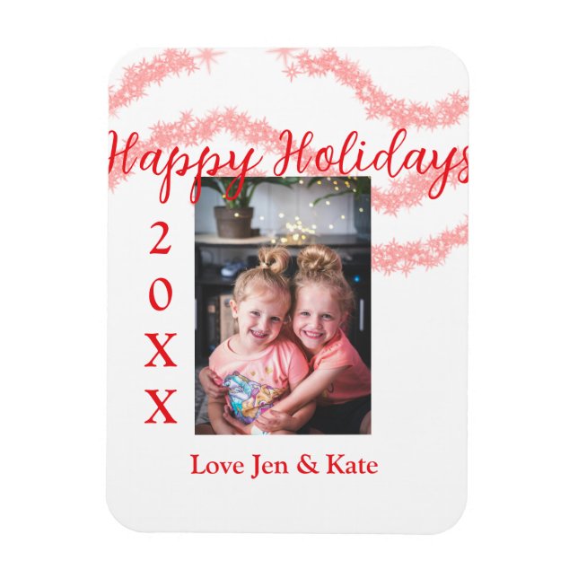 Ímã Filhos da família das crianças reluzentes vermelho (Vertical)