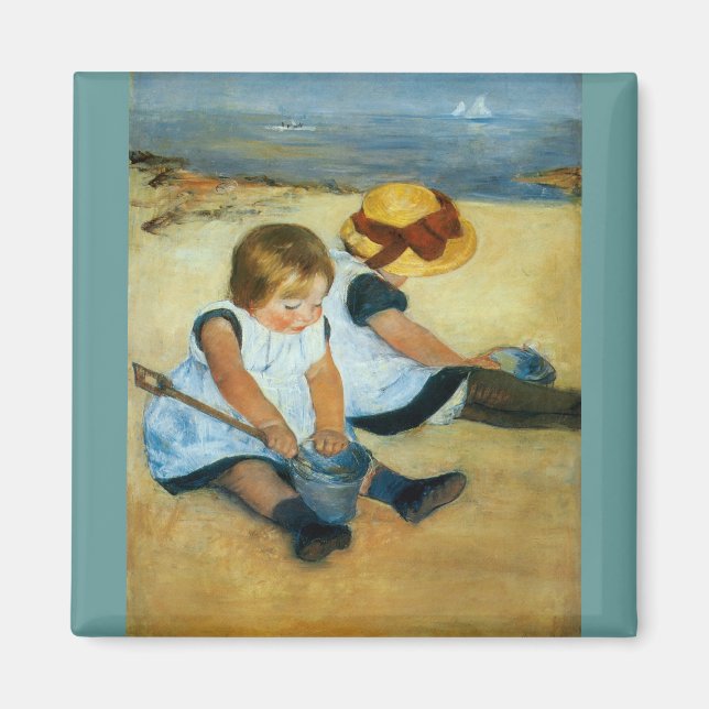 Imã Filhos de Mary Cassatt na praia (1884) (Frente)