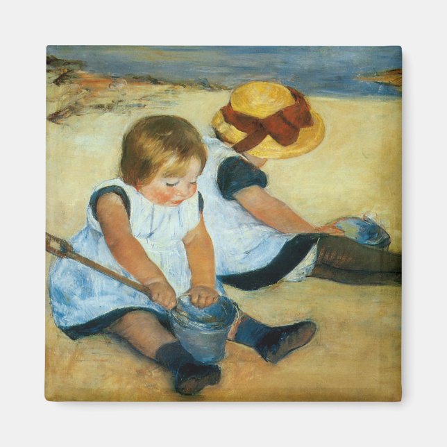 Imã Filhos de Mary Cassatt na praia (1884) (Frente)