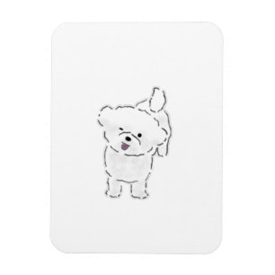 Ímã Filhote de Bichon Frise Feliz e Fofo com Língua pa