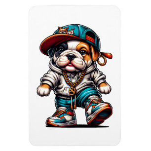 Ímã Filhote de Bulldog Fofo Personalizado Streetwear