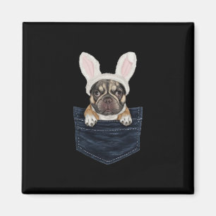 Imã Filhote de Bulldog Francês Fofo com Chapéu de Coel