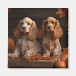 Imã Filhote de Cocker Spaniel Delícia de Outono Abóbor