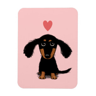 Ímã Filhote de Dachshund Fofo de Cabelo Comprido com C