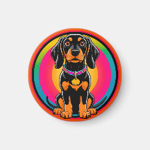 Filhote de Dachshund Rodeado por Arco-íris Vibrant