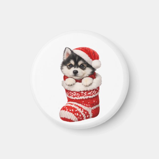 Imã Filhote de Husky de Natal  (Frente)