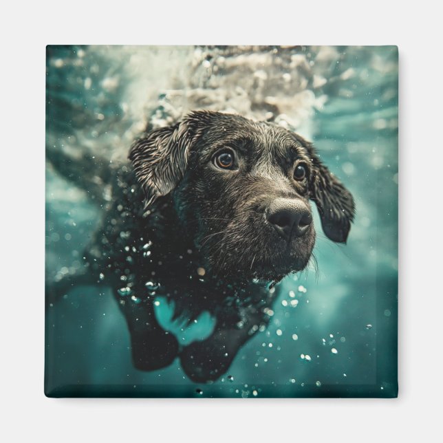 Imã Filhote de Labrador Nadando Embaixo d'Água Design (Frente)
