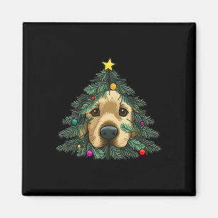 Imã Filhote de retriever dourado na árvore de Natal
