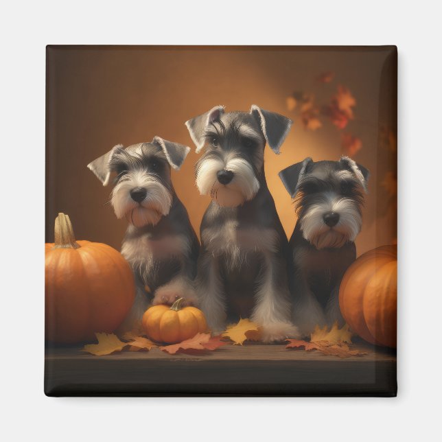 Imã Filhote de Schnauzer Delícia de Outono Abóbora (Frente)