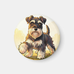 Imã Filhote de Schnauzer Sal e Pimenta Fofo