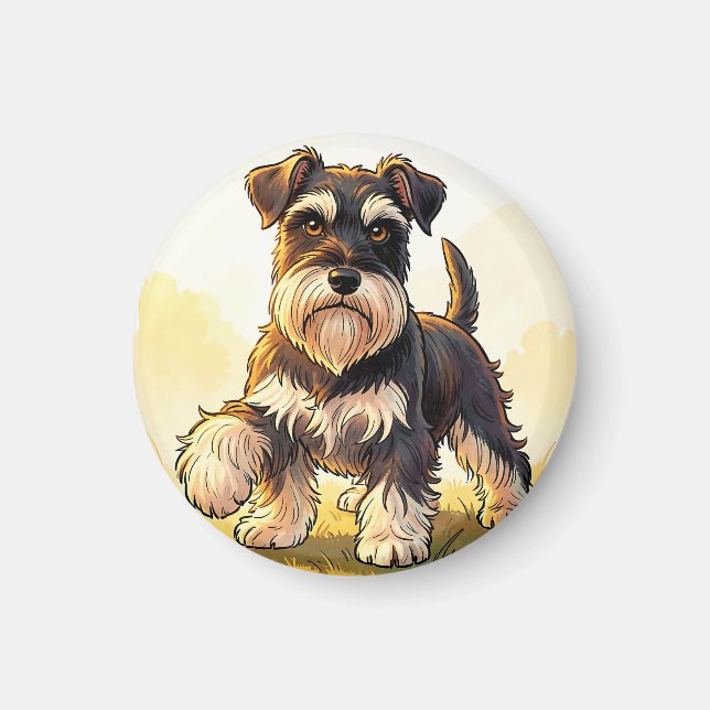 Imã Filhote de Schnauzer Sal e Pimenta Fofo  (Frente)