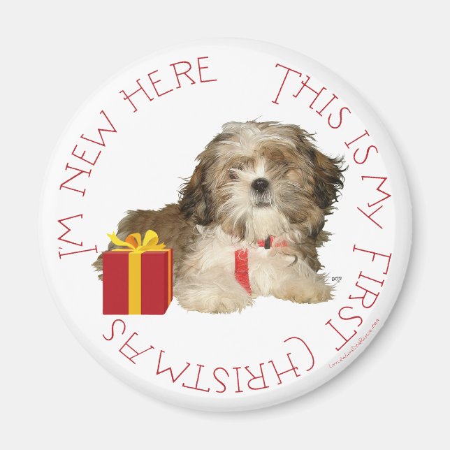 Imã Filhote de Shih Tzu Primeiro Natal (Frente)