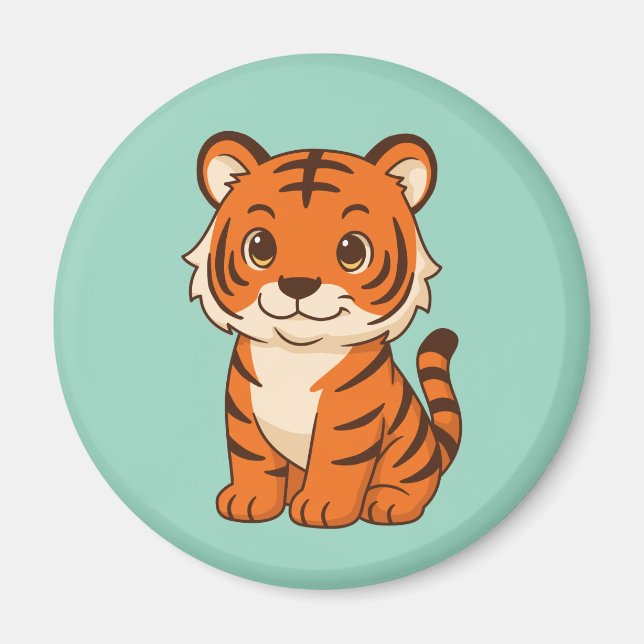 Imã Filhote de tigre fofo no verde (Frente)