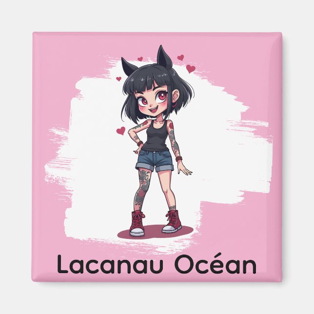 Imã Fille aux tatouages style cartoon (Frente)