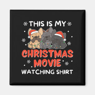 Imã Filme de Natal do Bulldog Francês Assistindo Mulhe