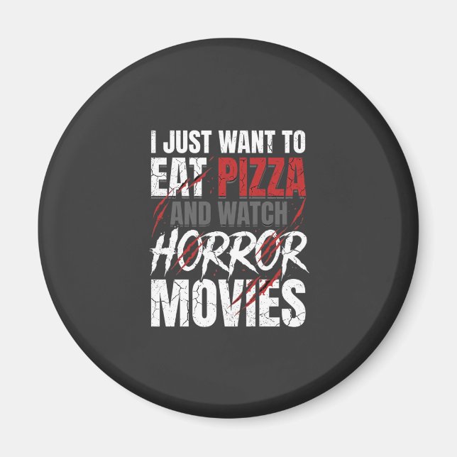 Imã Filmes de Terror de Pizza Design de Halloween_1 (Frente)