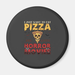 Imã Filmes de Terror de Pizza Halloween Caveira Morceg
