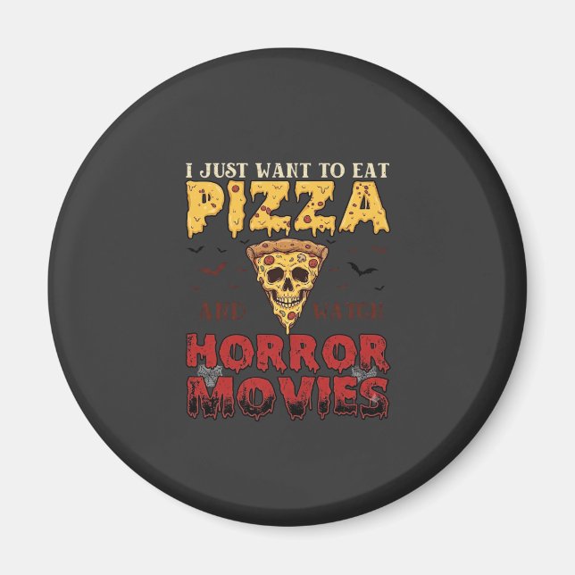 Imã Filmes de Terror de Pizza Halloween Caveira Morceg (Frente)