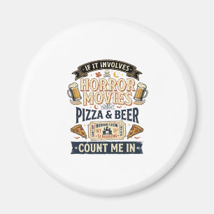 Imã Filmes de Terror Pizza Cerveja Divertido Halloween