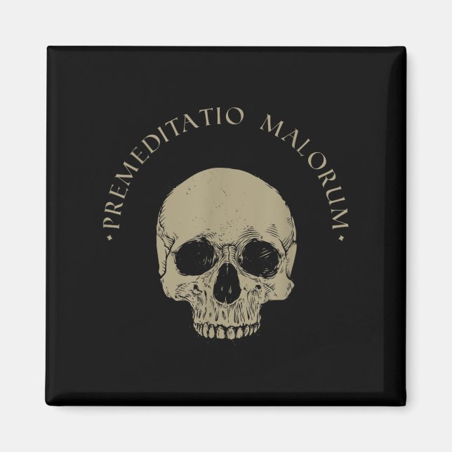 Imã Filosofia Estática Premeditação Malorum Skull Stoi (Frente)