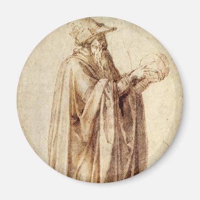 Imã Filósofo grego com crânio humano por Michelangelo (Frente)