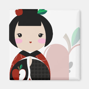 Imã Fim de Manzanita Kokeshi acima do ímã