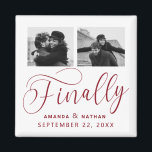 Imã Finalmente Casamento Minimalista 2 Foto Salvar Dat<br><div class="desc">Valeu a pena esperar e agora você está finalmente pronto para enviar suas datas de salvamento! Esses casamento minimalistas, exceto a data em que ímanes são perfeitamente simples, mas super modernos. Personalize facilmente o design, adicionando suas próprias fotos, nomes e data de casamento. Itens correspondentes podem ser encontrados na coleção....</div>