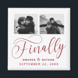 Imã Finalmente Casamento Minimalista 2 Foto Salvar Dat<br><div class="desc">Valeu a pena esperar e agora você está finalmente pronto para enviar suas datas de salvamento! Esses casamento minimalistas, exceto a data em que ímanes são perfeitamente simples, mas super modernos. Personalize facilmente o design, adicionando suas próprias fotos, nomes e data de casamento. Itens correspondentes podem ser encontrados na coleção....</div>