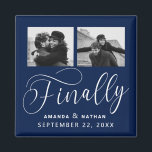 Imã Finalmente Casamento Minimalista 2 Foto Salvar Dat<br><div class="desc">Valeu a pena esperar e agora você está finalmente pronto para enviar suas datas de salvamento! Esses casamento minimalistas, exceto a data em que ímanes são perfeitamente simples, mas super modernos. Personalize facilmente o design, adicionando suas próprias fotos, nomes e data de casamento. Itens correspondentes podem ser encontrados na coleção....</div>